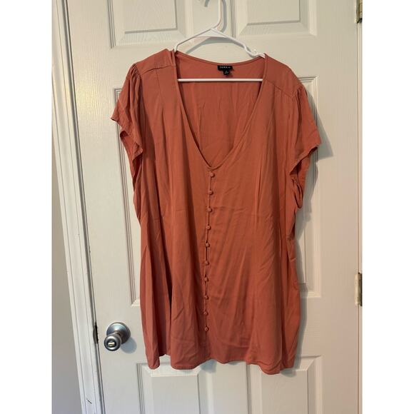 Torrid Dusty Pink Button Front Tie Back Short Sleeve Blouse Sz: 3 3X - Picture 1 of 4